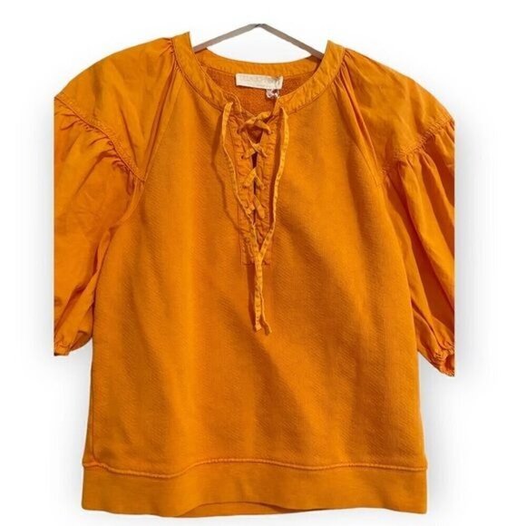 Ulla Johnson James bell-sleeve cotton top in marigold, Size S, New with tag - Picture 7 of 14